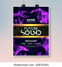 Future sound music party template, dance party flyer, brochure. Party club creative banner or poster for DJ.