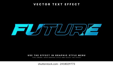 Estilo de fuente del efecto de texto editable moderno con brillo azul del futuro