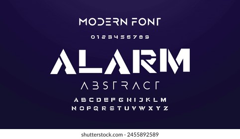 Future style font, bold letters and numbers. Futuristic design type for modern logo. Minimalist vector typography for digital device and hud graphic element. Cropped style alphabet