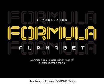 Future tech alphabet design with uppercase, numbers and symbol