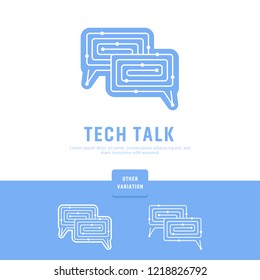 Future Tech Talk Logo. Bubble Speech Tech Talk Logo Symbol Icon Illustration Set With Variation