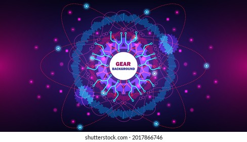 Future technologies in automatics cog wheel systems.Fractal element with lines and dots array. Data array visual concept. Graphic abstract background EP1Hi-tech communication concept innovation