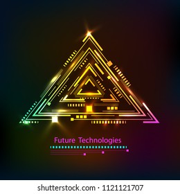 Future technologies .Neon chip .Hud Futuristic ,vector