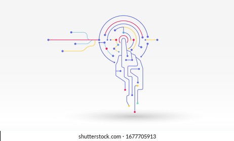 Future technologies system connecting hand click vector digital background