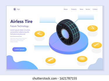 Future technology - Airless Tire, 3d isometric vector illustration, for graphic and web design