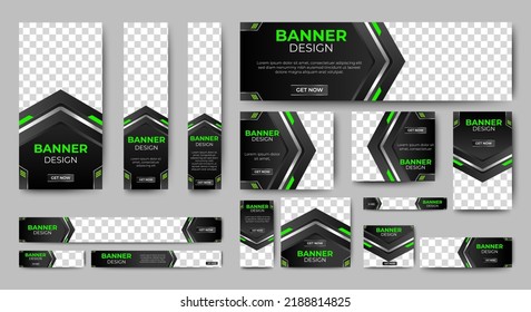 Future technology banner design web template Set, Horizontal header web banner. Modern Gradient black and yellow cover header background for website design, Social Media Cover ads banner, flyer, invit