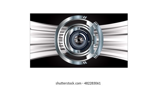 future technology, black eye cyber security concept background, abstract hi speed digital internet.motion move speed blur