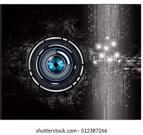 future technology, black eye cyber security concept background, abstract hi speed digital internet.motion move speed blur. pixel eyeball vector