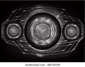 future technology, black silver eye cyber security concept background, abstract hi speed digital internet.motion move speed blur. eyeball