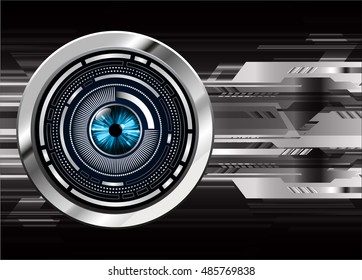 future technology, black silver eye cyber security concept background, abstract hi speed digital internet.motion move speed blur. eyeball vector