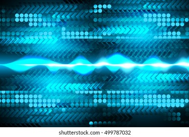 future technology, blue arrow light cyber security concept background, abstract hi speed digital data internet website. motion move speed blur. pixel vector. sound wave