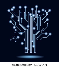 Tecnología futura. Antecedentes del ciberconcepto azul. Resumen del internet digital de alta velocidad. El movimiento se desdibuja. Red abstracta en forma de árbol. red abstracta en forma de árbol,