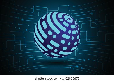 future technology, blue cyber security concept background, abstract hi speed digital internet. world map vector 