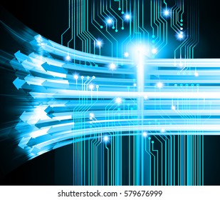 future technology, blue cyber security concept background, abstract hi speed digital internet.motion move blur. pixel. arrow vector