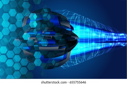 future technology, blue cyber security concept background, abstract hi speed digital internet.motion move blur. pixel. vector