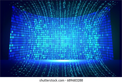 future technology, blue cyber security concept background, abstract hi speed digital internet.motion move blur. pixel. vector
