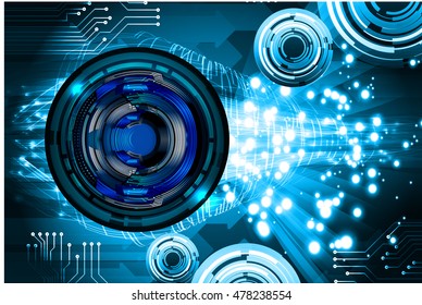 future technology, blue eye cyber security concept background, abstract hi speed digital internet technology