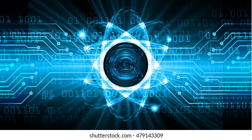 future technology, blue eye cyber security concept background, abstract hi speed digital internet technology