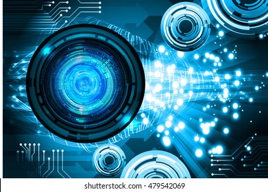 future technology, blue eye cyber security concept background, abstract hi speed digital internet 