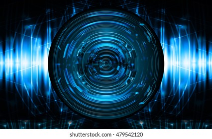 future technology, blue eye cyber security concept background, abstract hi speed digital internet