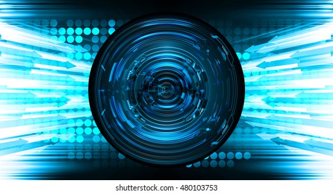 future technology, blue eye cyber security concept background, abstract hi speed digital internet. vector