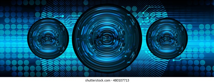future technology, blue eye cyber security concept background, abstract hi speed digital internet. vector