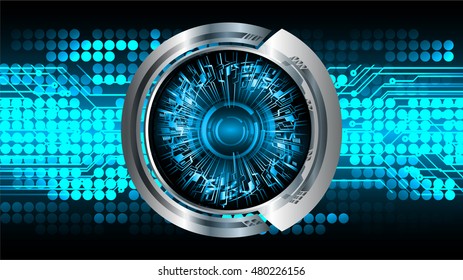 future technology, blue eye cyber security concept background, abstract hi speed digital internet