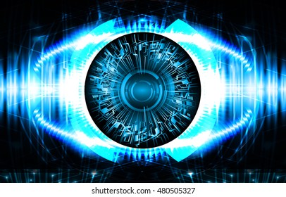 future technology, blue eye cyber security concept background, abstract hi speed digital internet
