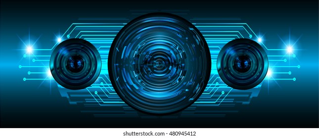 future technology, blue eye cyber security concept background, abstract hi speed digital internet