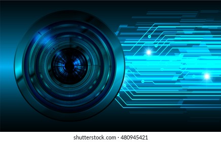 future technology, blue eye cyber security concept background, abstract hi speed digital internet