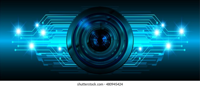 future technology, blue eye cyber security concept background, abstract hi speed digital internet