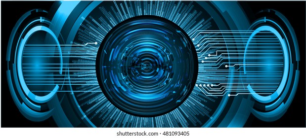 future technology, blue eye cyber security concept background, abstract hi speed digital internet