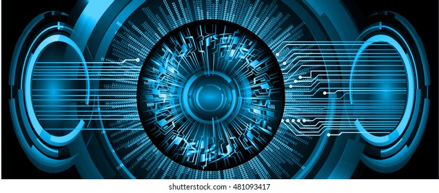 future technology, blue eye cyber security concept background, abstract hi speed digital internet