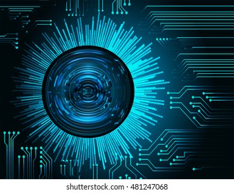 future technology, blue eye cyber security concept background, abstract hi speed digital internet