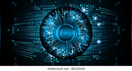 future technology, blue eye cyber security concept background, abstract hi speed digital internet