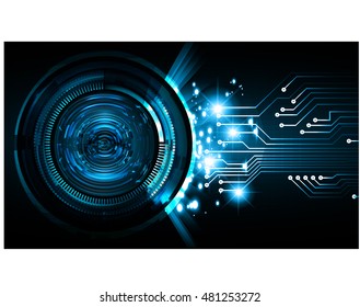future technology, blue eye cyber security concept background, abstract hi speed digital internet