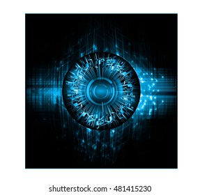 future technology, blue eye cyber security concept background, abstract hi speed digital internet.motion move speed blur