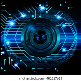 future technology, blue eye cyber security concept background, abstract hi speed digital internet.motion move speed blur