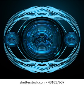future technology, blue eye cyber security concept background, abstract hi speed digital internet.motion move speed blur
