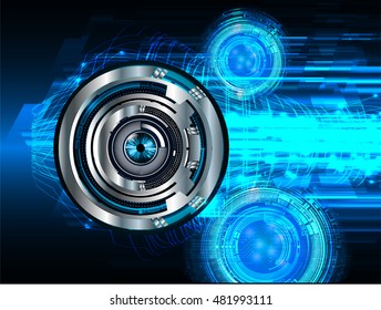 future technology, blue eye cyber security concept background, abstract hi speed digital internet.motion move speed blur
