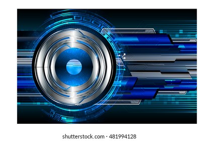 future technology, blue eye cyber security concept background, abstract hi speed digital internet.motion move speed blur