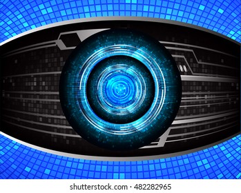 future technology, blue eye cyber security concept background, abstract hi speed digital internet.motion move speed blur