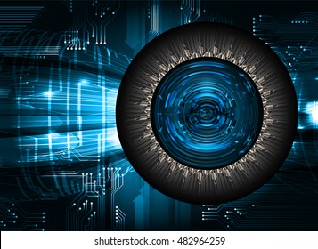 future technology, blue eye cyber security concept background, abstract hi speed digital internet.motion move speed blur. vector