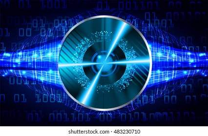 future technology, blue eye cyber security concept background, abstract hi speed digital internet.motion move speed blur