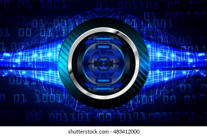 future technology, blue eye cyber security concept background, abstract hi speed digital internet.motion move speed blur