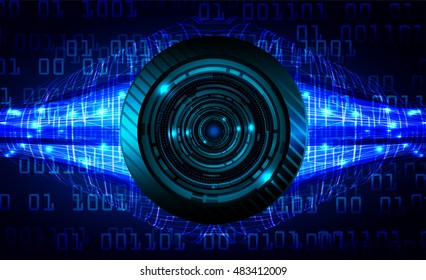 future technology, blue eye cyber security concept background, abstract hi speed digital internet.motion move speed blur