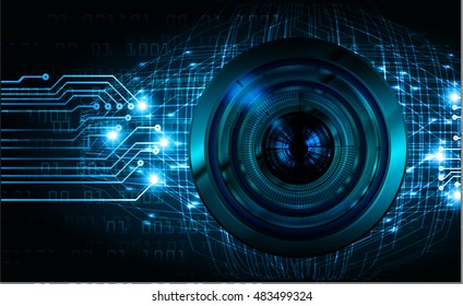 future technology, blue eye cyber security concept background, abstract hi speed digital internet.motion move speed blur