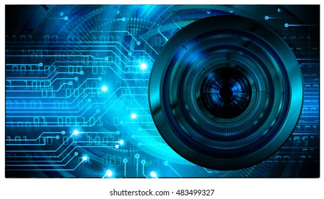 future technology, blue eye cyber security concept background, abstract hi speed digital internet.motion move speed blur
