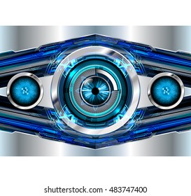 future technology, blue eye cyber security concept background, abstract hi speed digital internet.motion move speed blur
