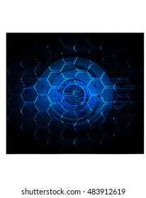 future technology, blue eye cyber security concept background, abstract hi speed digital internet.motion move speed blur
